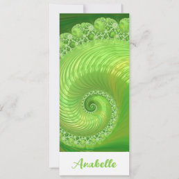 Abstract Monochrome Green Spiral Fractal Bookmark