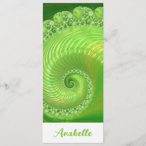 Abstract Monochrome Green Spiral Fractal Bookmark