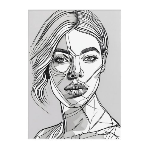 Abstract Monochrome Line Acrylic Wall Art Portrait