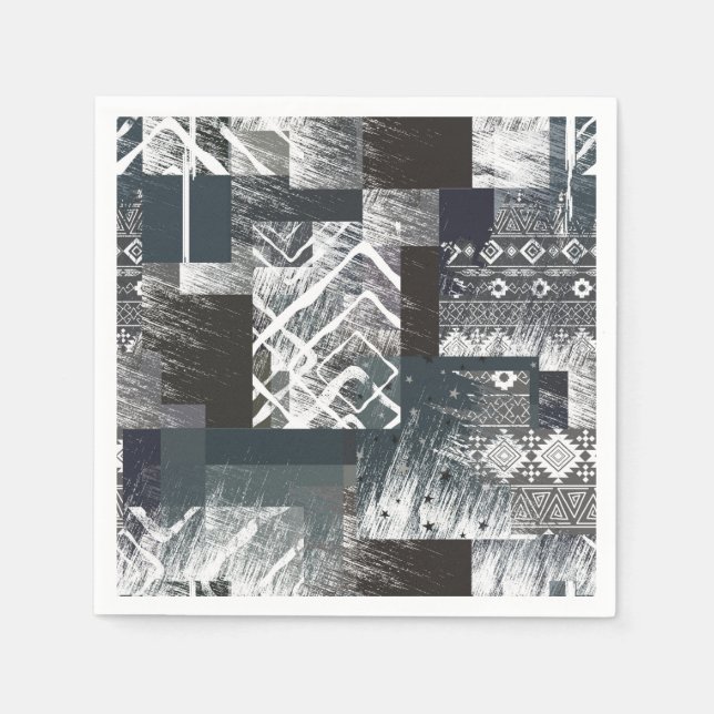 Abstract monochrome patchwork  napkins (Front)
