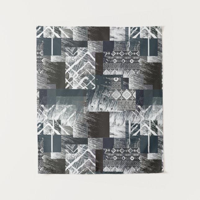 Abstract monochrome patchwork  tapestry (Front)