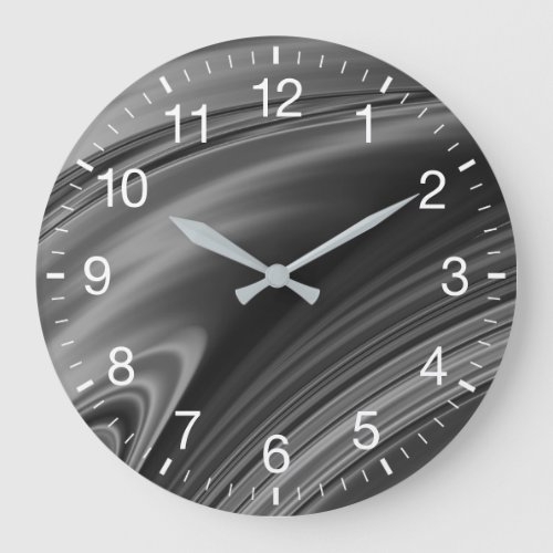 Abstract Monochrome Swirl Large Clock