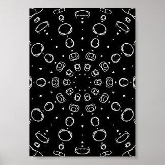 Abstract Monochrome White Mandala Geometric Patter Poster
