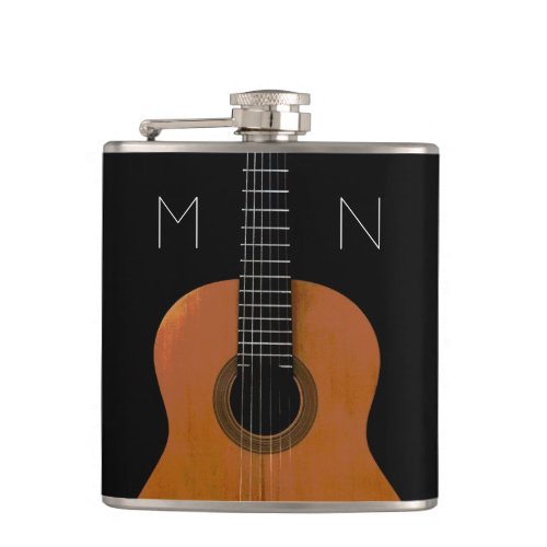Abstract Monogram Acoustic Guitar Flask