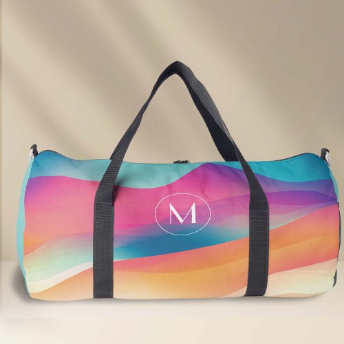 Abstract Monogram Colorful Gradient pattern Travel Duffle Bag