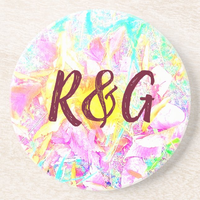 Abstract Monogram Drink Coaster (Front)
