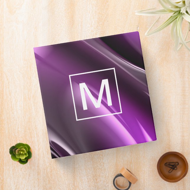 Abstract Monogram Purple 3 Ring Binder (In Situ)