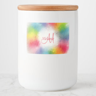 Abstract Monogram Template Colorful Modern Rainbow Food Label