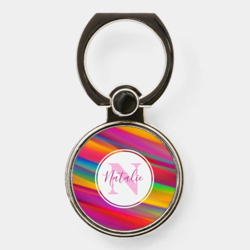 Abstract Monogrammed Colorful Gradient Phone Ring Stand