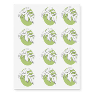 Abstract Monstera Leaf Black Hand Drawn Temporary Tattoos
