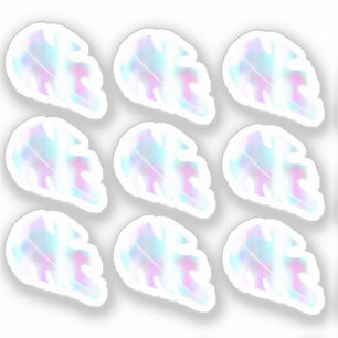 Abstract Monstera Leaf Liquid Faux Holographic Set Sticker