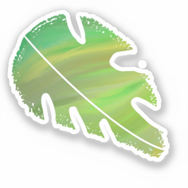 Abstract Monstera Leaf Liquid Green Sticker (Front)