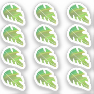 Abstract Monstera Leaf Liquid Green Sticker Set