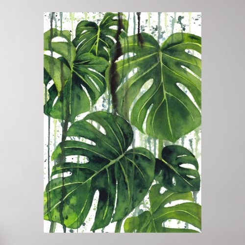 Abstract Monstera Plant 3 Poster