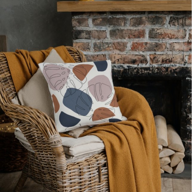 Abstract Monstera Throw Pillow (Creator Uploaded)