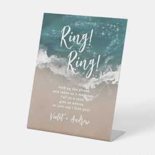Abstract Moody Ocean Beach Audio Guest Book Pedestal Sign