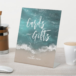Abstract Moody Ocean Beach Cards And Gifts Pedestal Sign