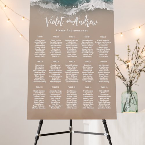 Abstract Moody Ocean Beach Wedding Seating Charts Foam Board