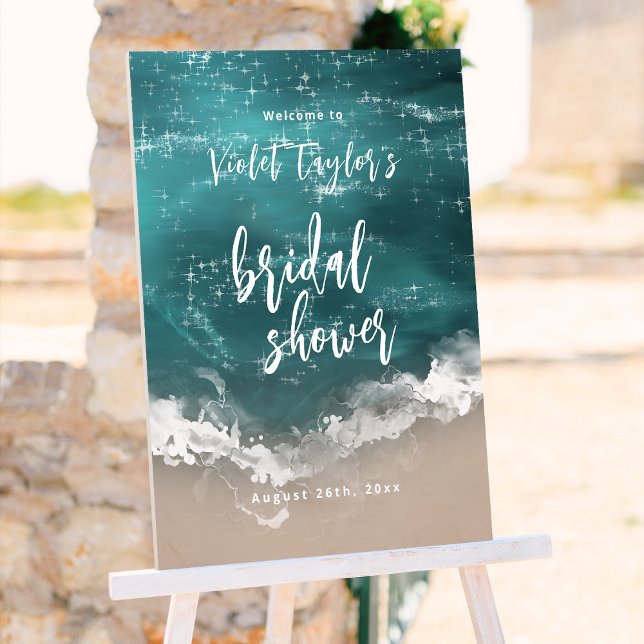 Abstract moody ocean Bridal Shower Welcome Foam Board (Abstract moody ocean Bridal Shower Welcome Foam Board)