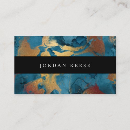 Abstract Moody Teal Gold Metallic Business Card