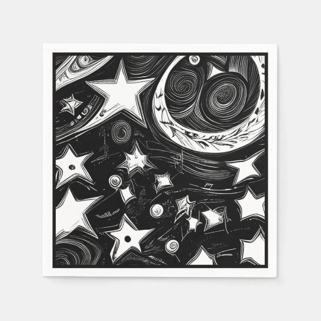 Abstract Moon And Stars Napkins (Front)
