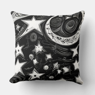 Abstract Moon And Stars Throw Pillow