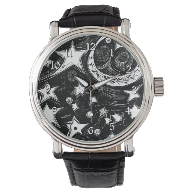 Abstract Moon And Stars Watch (Front)