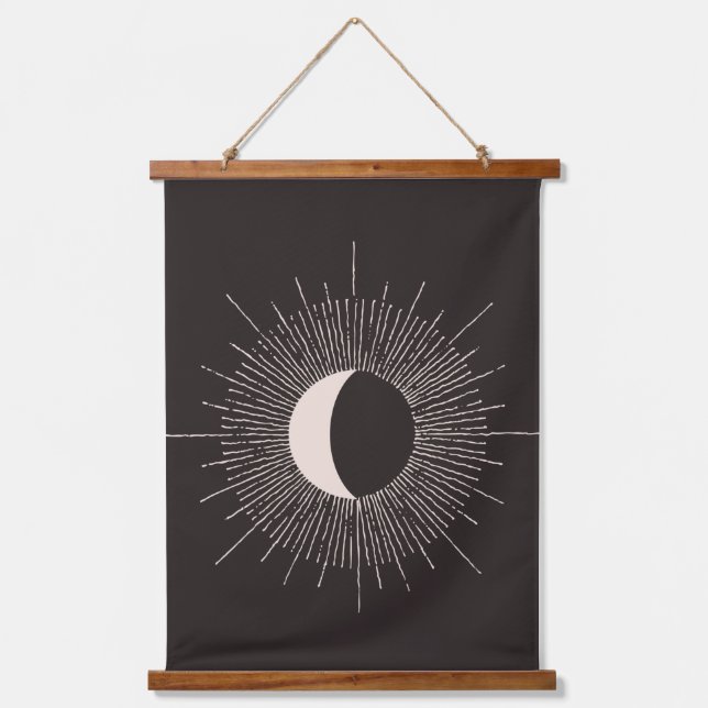 Abstract Moon Burst Eclipse Hanging Tapestry (Front)