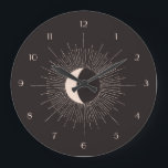 Abstract Moon Burst Eclipse Large Clock<br><div class="desc">Abstract & mysterious moon burst contemporary design on a dark background.</div>