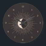 Abstract Moon Burst Eclipse Large Clock<br><div class="desc">Abstract & mysterious moon burst contemporary design on a dark background.</div>