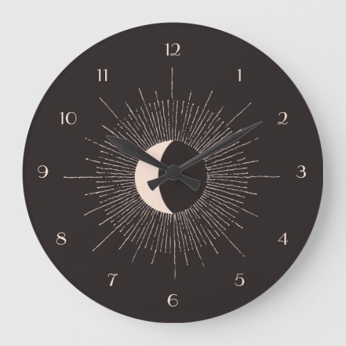 Abstract Moon Burst Eclipse Large Clock