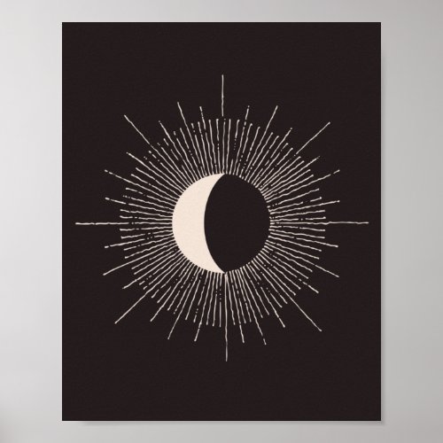 Abstract Moon Burst Eclipse Poster