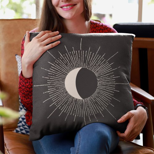 Abstract Moon Burst Eclipse Throw Pillow
