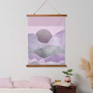 Abstract Moon Mountains Lavender Gray Hanging Tapestry