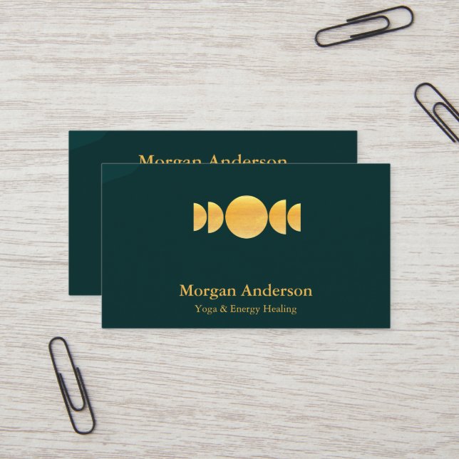 Abstract Moon Phase Gold Spiritual Energie Heiler  Business Card (Front/Back In Situ)