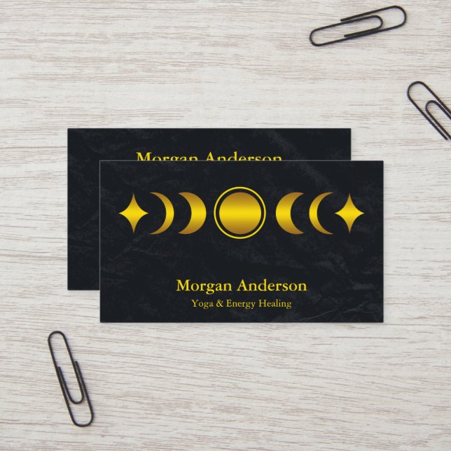 Abstract Moon Phase Gold Spiritual Energie Heiler  Business Card (Front/Back In Situ)
