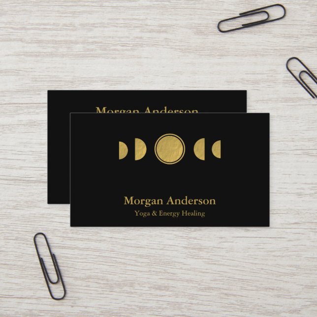 Abstract Moon Phase Gold Spiritual Energie Heiler  Business Card (Front/Back In Situ)