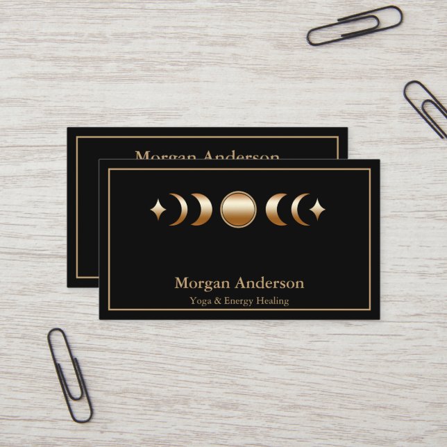 Abstract Moon Phase Gold Spiritual Energie Heiler  Business Card (Front/Back In Situ)