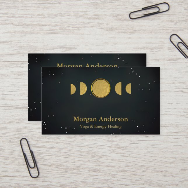 Abstract Moon Phase Gold Spiritual Energie Heiler  Business Card (Front/Back In Situ)