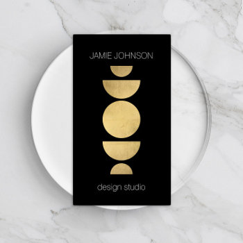 Abstract Moon Phases Geometric Art Gold/black Business Card by 1201am at Zazzle