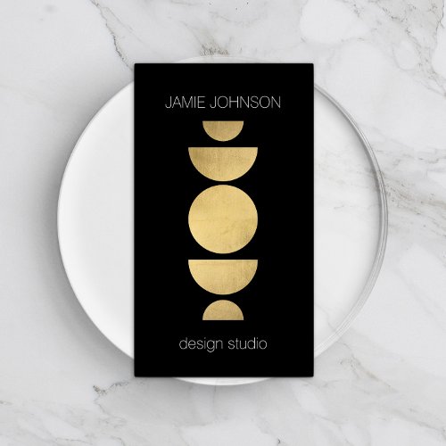 Abstract Moon Phases Geometric Art GoldBlack Business Card