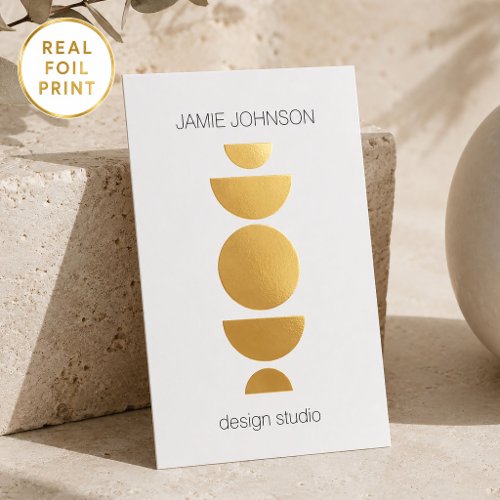 Abstract Moon Phases Geometric Art Gold Foil Business Cards