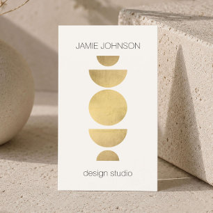 Abstract Moon Phases Geometric Art Gold/Ivory Business Card