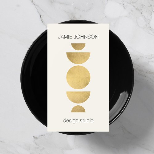 Abstract Moon Phases Geometric Art GoldIvory Business Card