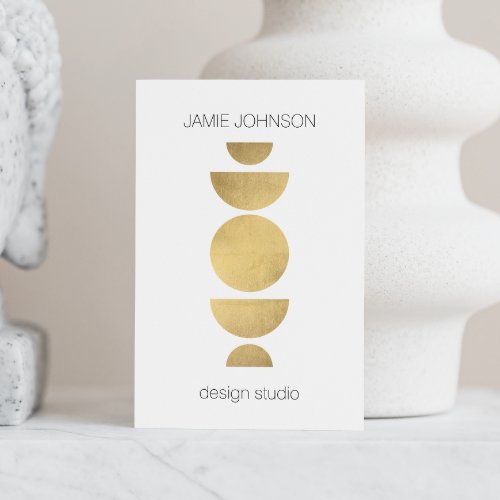 Abstract Moon Phases Geometric Art GoldWhite Business Card