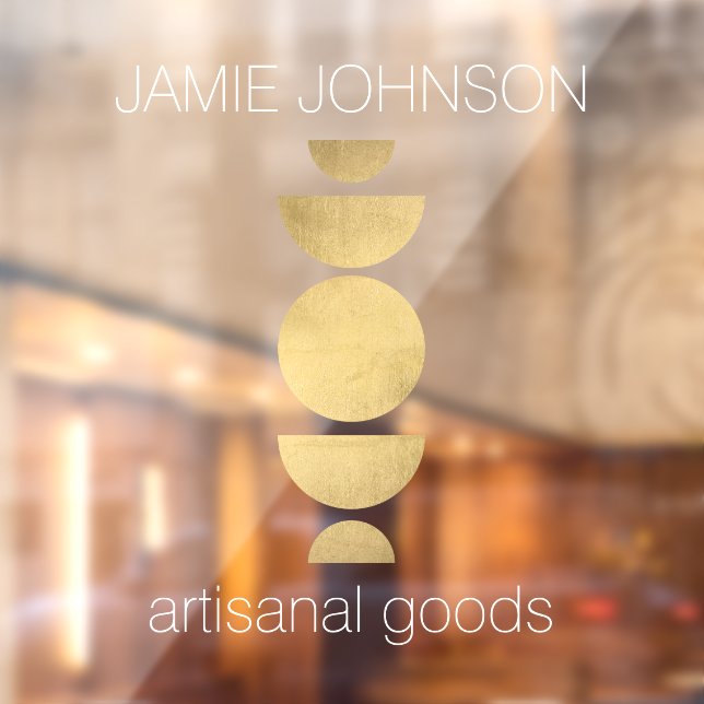 Abstract Moon Phases Gold Geometric Art Boutique Window Cling (Sheet 2)