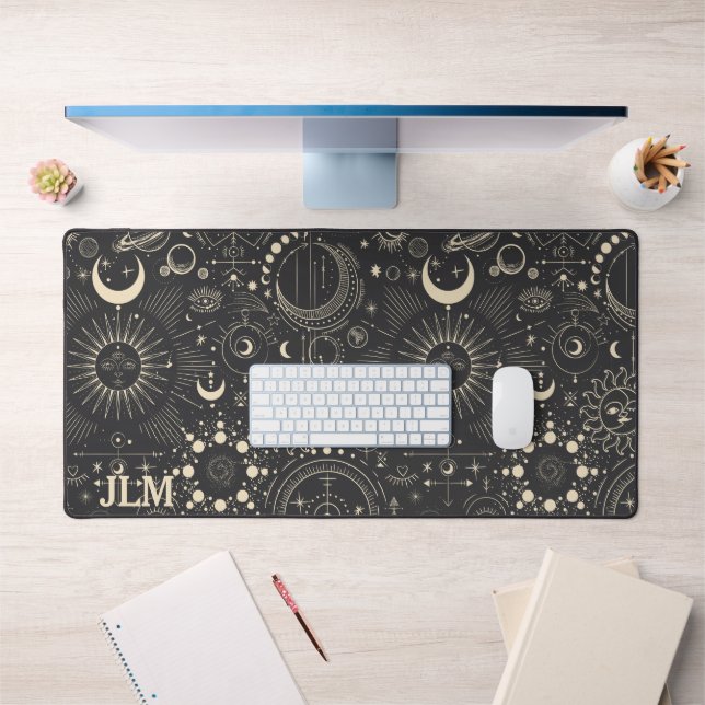 Abstract Moon Phases Monogram  Desk Mat (Office 1)