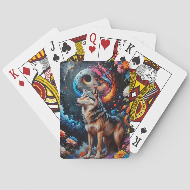 Abstract Moon Wolf Poker Cards (Back)