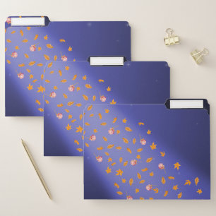 Abstract moonlight autumn leaves roses Blue File Folder