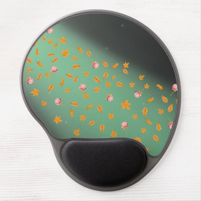 Abstract moonlight autumn leaves roses   gel mouse pad (Front)